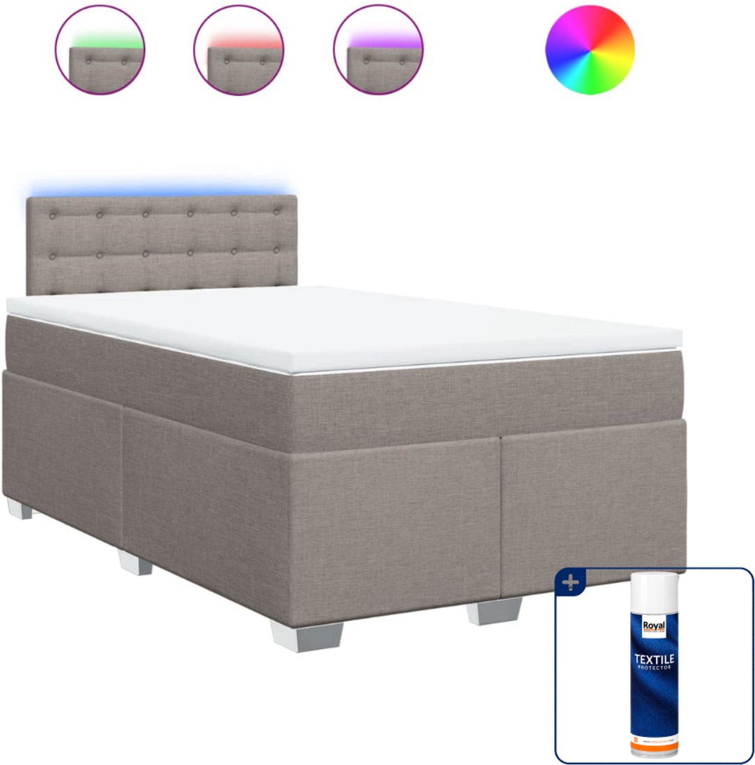 vidaXL boxspring met matras - 120 x 190 cm - stof - taupe - Inclusief textielbeschermer 500 ml