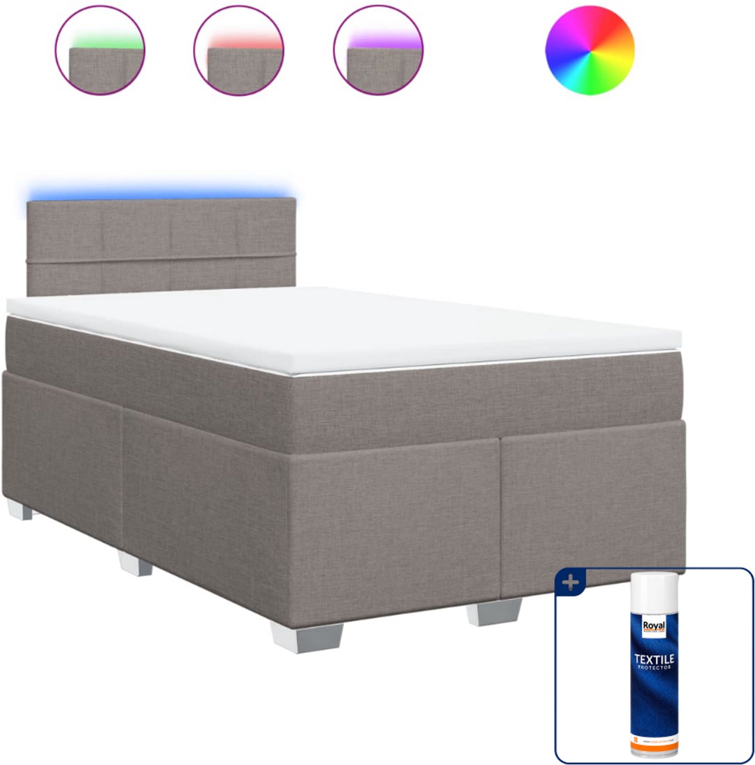 vidaXL boxspring met matras 120 x 190 cm - stof - taupe - Inclusief textielbeschermer 500 ml