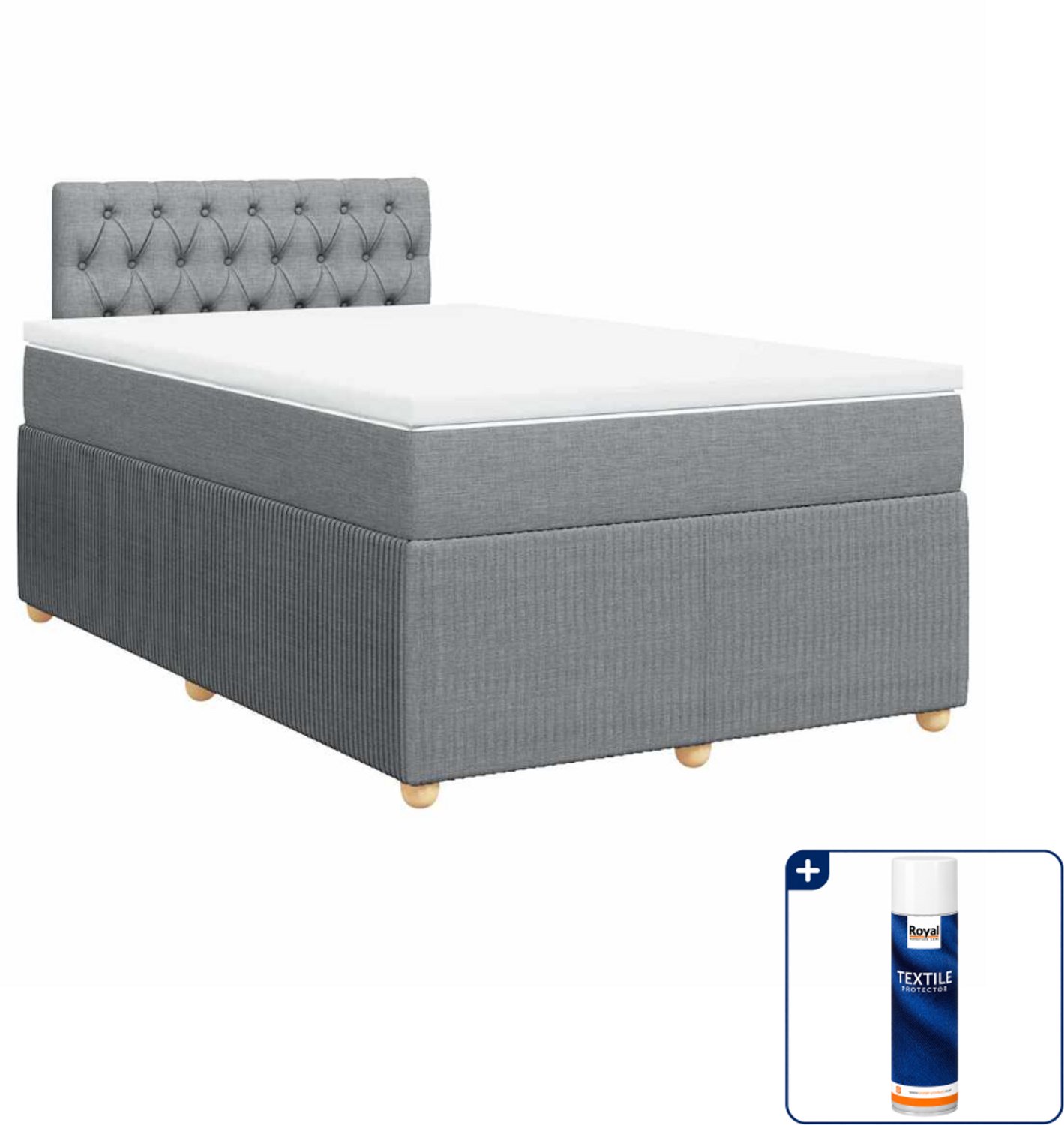vidaXL boxspring met matras 120 x 200 cm - lichtgrijs - Inclusief textielbeschermer 500 ml