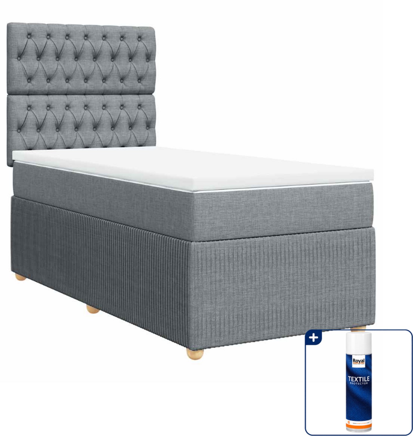 vidaXL boxspring met matras 100 x 200 cm - lichtgrijs - Inclusief textielbeschermer 500 ml