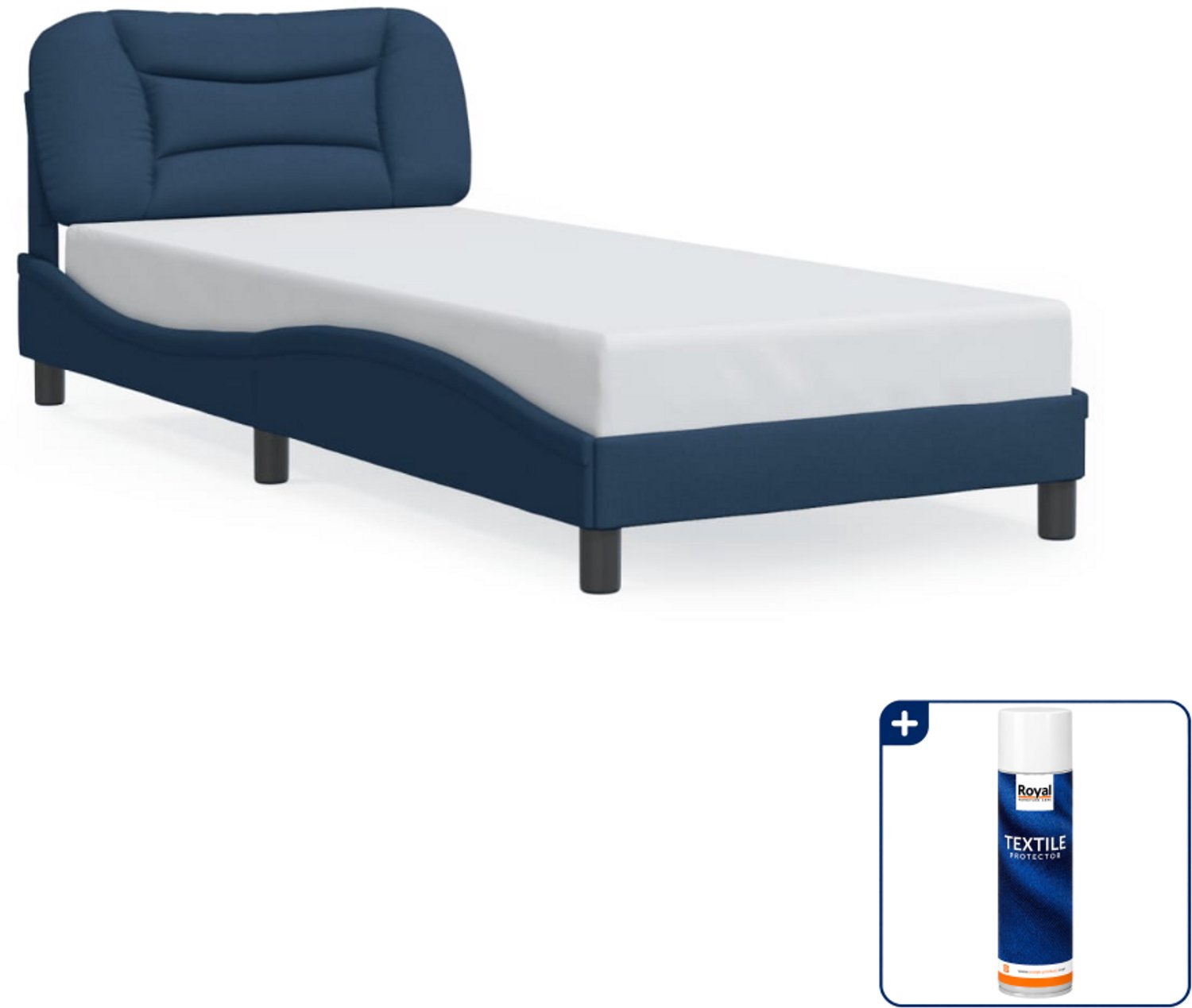 vidaXL Hvar bedframe - 80 x 200 cm - stof - blauw - Inclusief textielbeschermer 500 ml Bruin