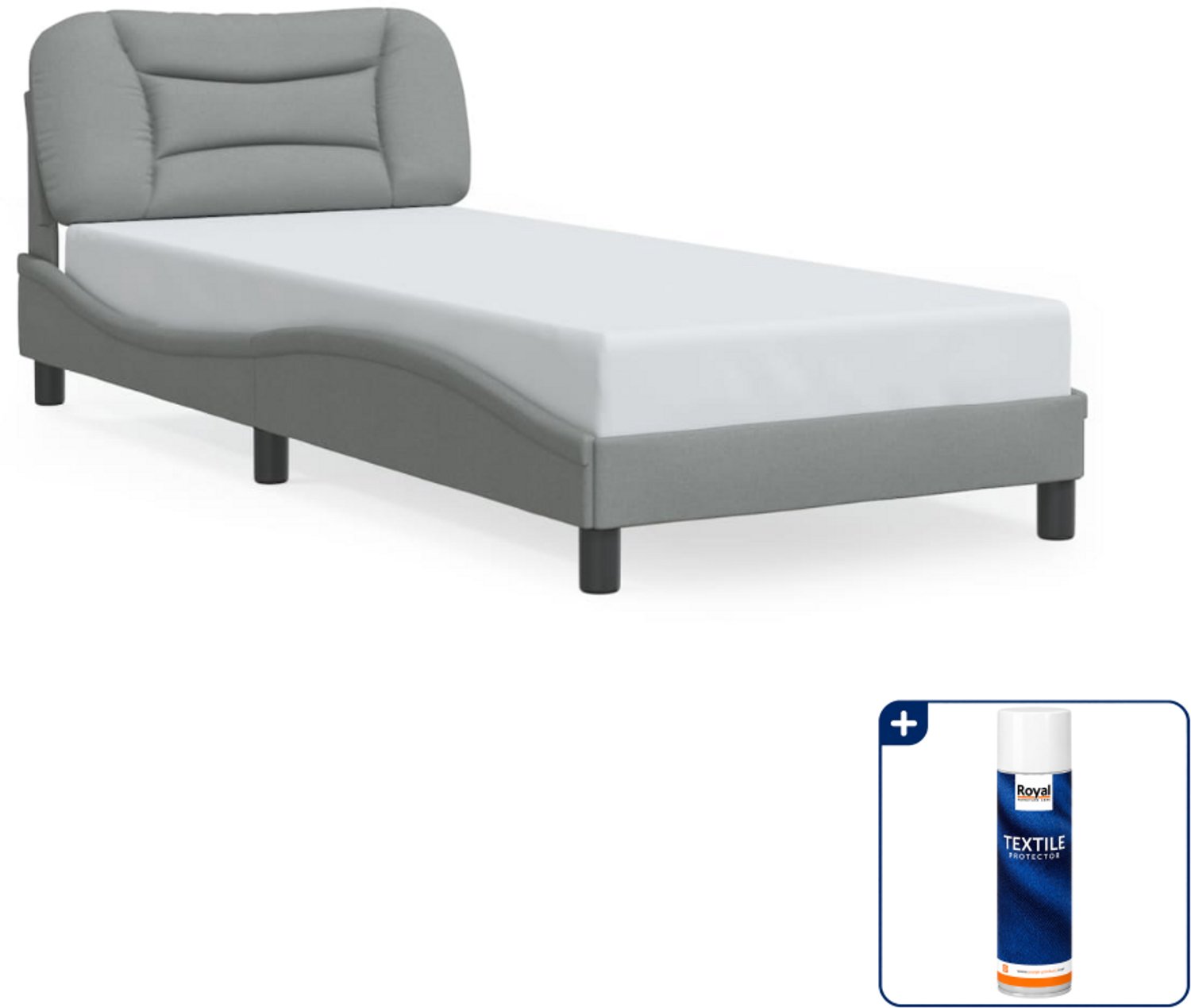 vidaXL Hvar bedframe - 90 x 190 cm - lichtgrijs - Inclusief textielbeschermer 500 ml Bruin