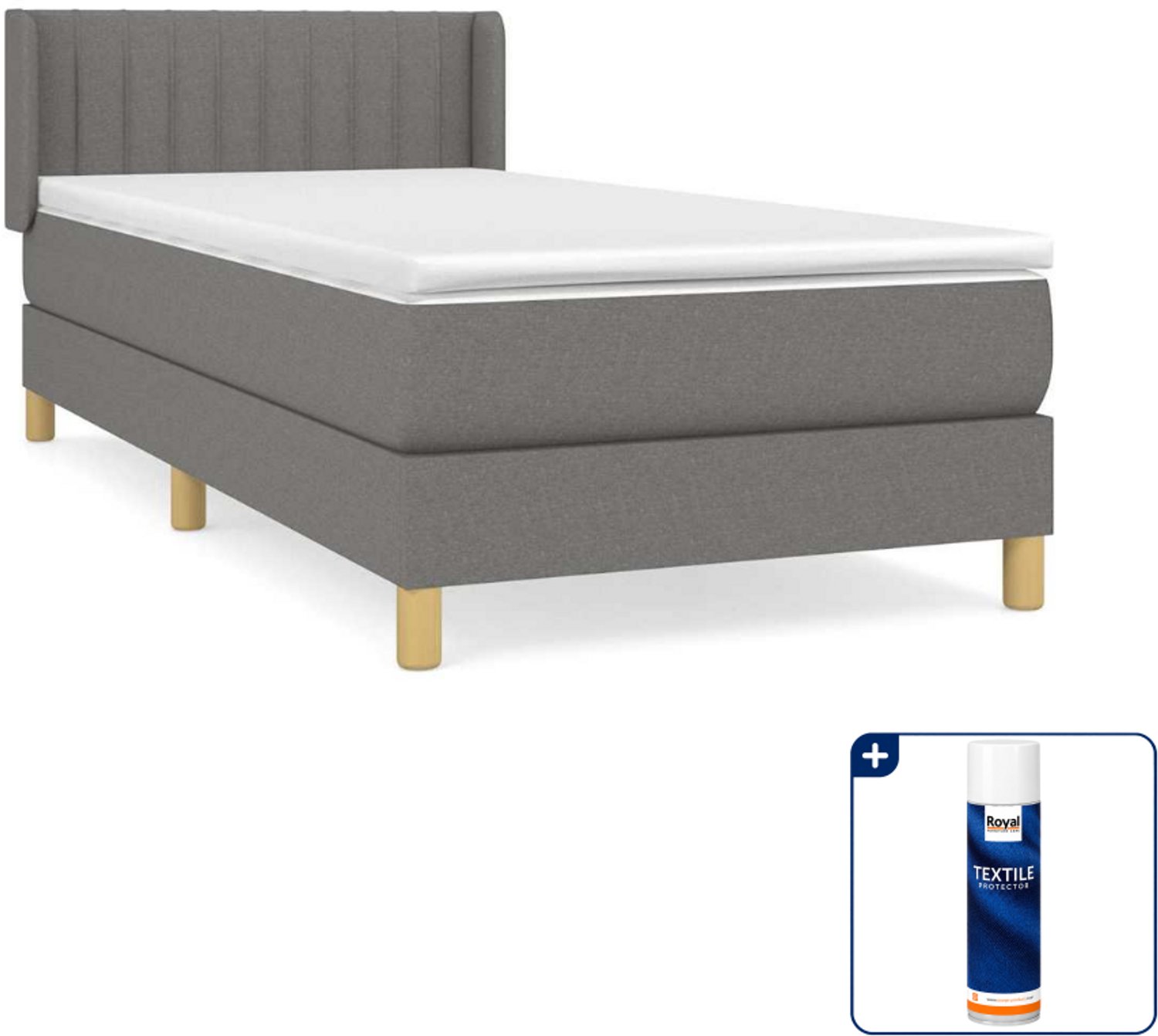 vidaXL boxspring met matras 80 x 200 cm - donkergrijs - Inclusief textielbeschermer 500 ml
