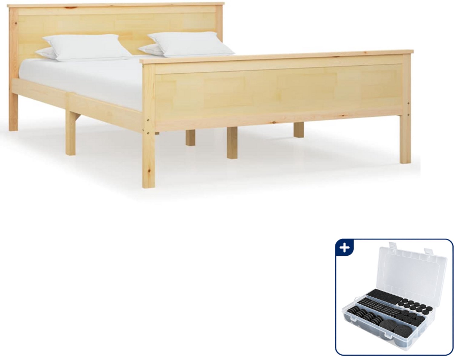 vidaXL bedframe - 120 x 200 cm - massief grenenhout - Inclusief antikrasvilt 177-delig Bruin