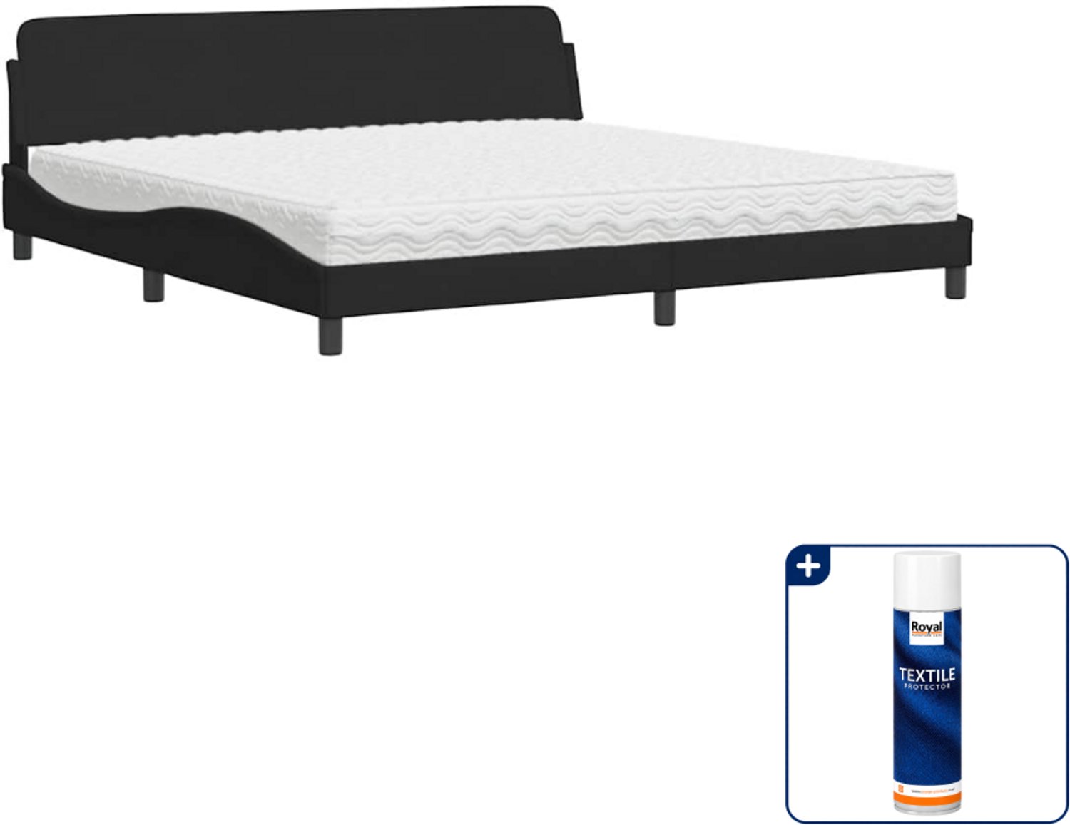 vidaXL Bed met matras Dover - Super kingsize - 200 x 200 cm - zwart - Inclusief textielbeschermer 500 ml