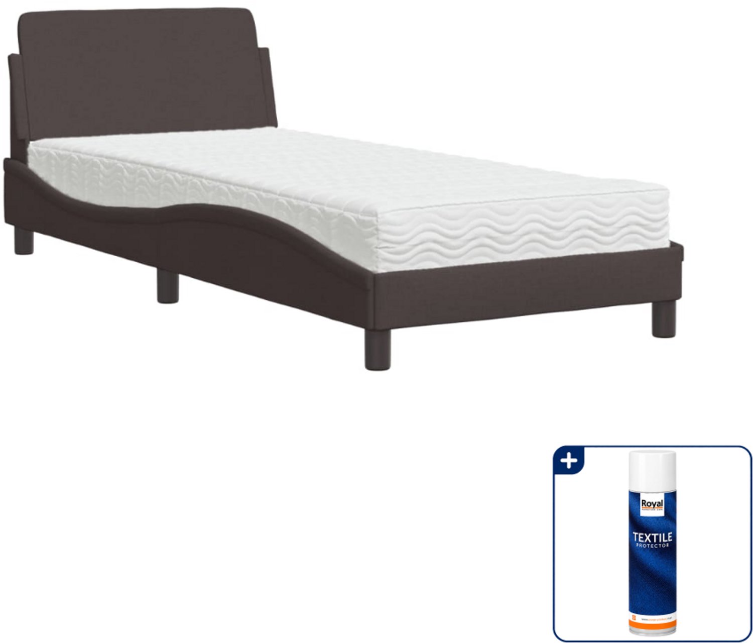vidaXL Dover bed met matras - 90 x 190 cm - donkerbruin - Inclusief textielbeschermer 500 ml Groen