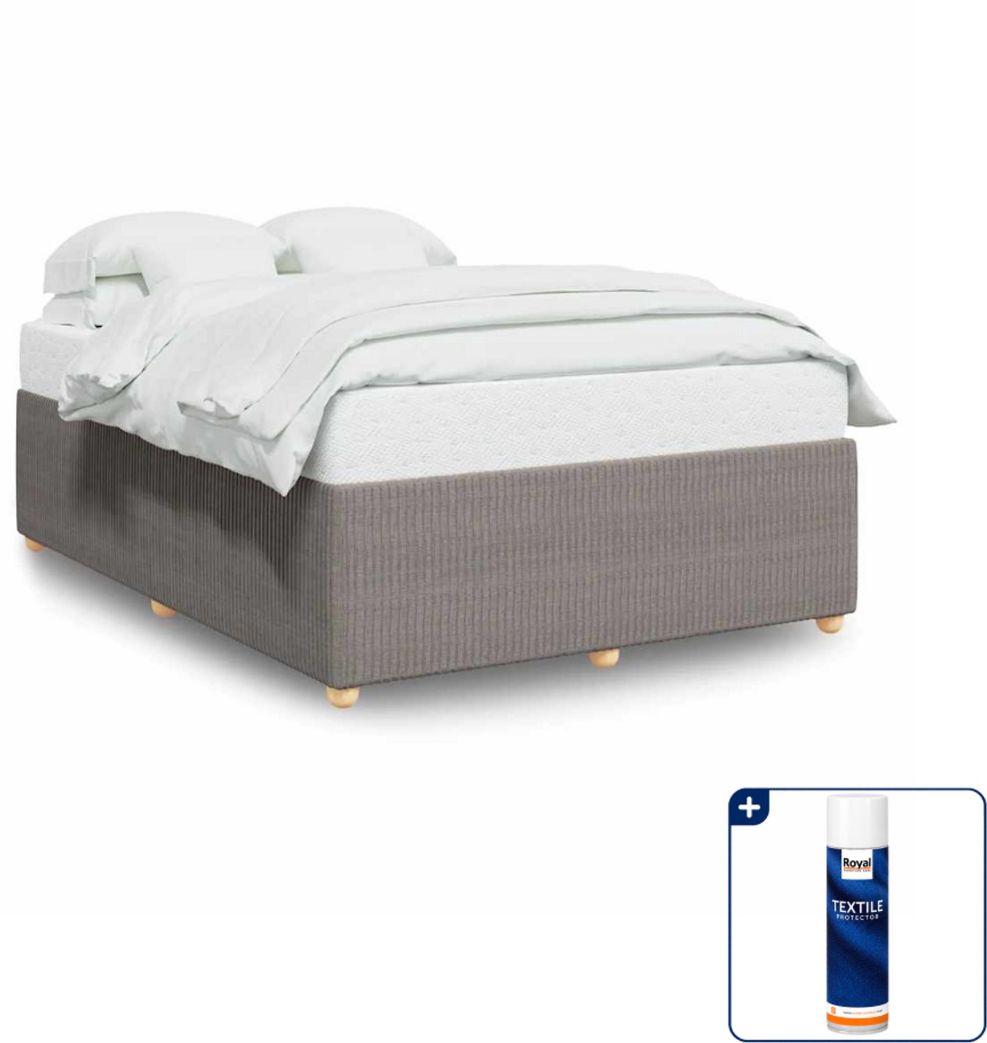 vidaXL bedframe - Queensize - 160 x 200 cm - stof - taupe - Inclusief textielbeschermer 500 ml