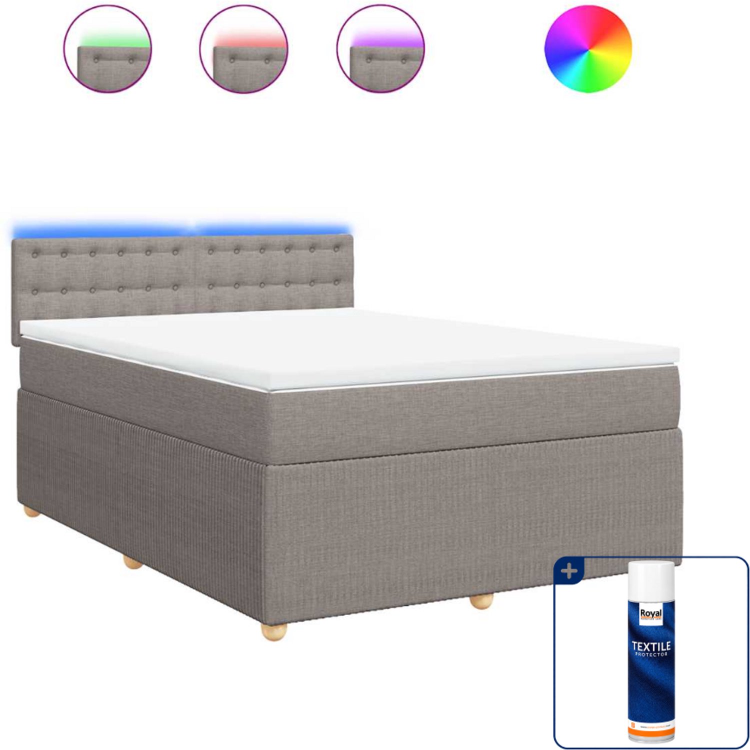 vidaXL Queensize boxspring met matras - 160 x 200 cm - taupe - Inclusief textielbeschermer 500 ml