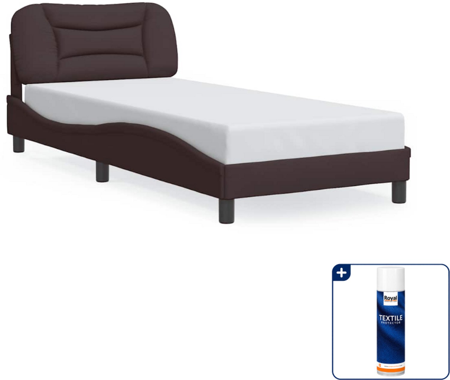 vidaXL Hvar bedframe - 80 x 200 cm - stof - donkerbruin - Inclusief textielbeschermer 500 ml Wit