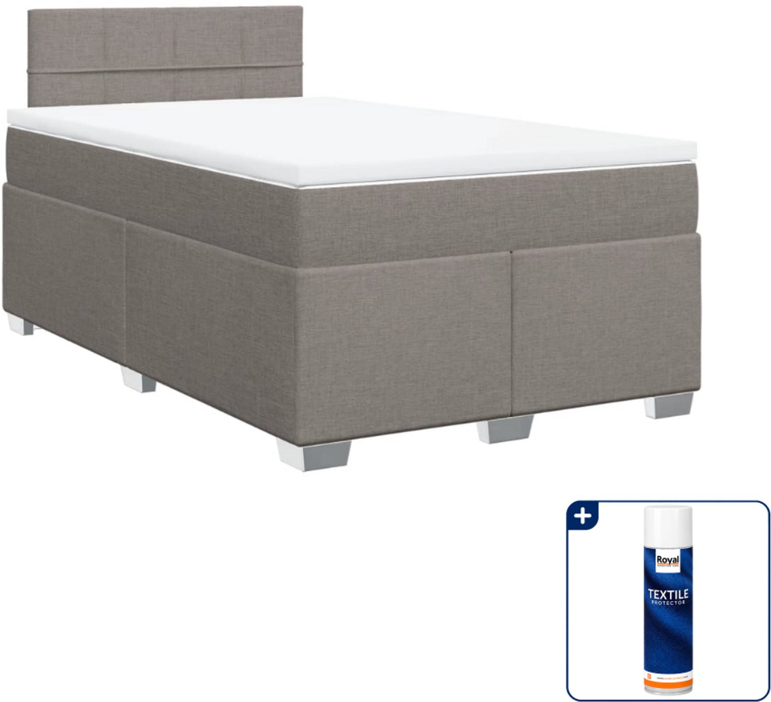 vidaXL boxspring met matras 120 x 200 cm - stof - taupe - Inclusief textielbeschermer 500 ml