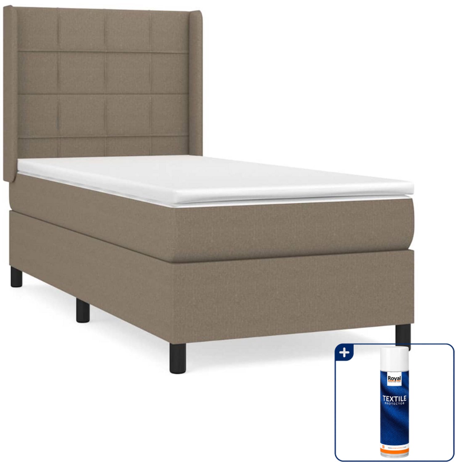 vidaXL boxspring met matras - 100 x 200 cm - taupe - Inclusief textielbeschermer 500 ml