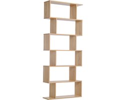 Boekenkast Zig Zag - 80x23x192 cm - 6 niveaus - licht eiken