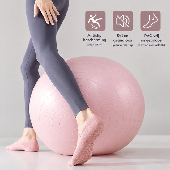 ECTEATOY® 3-Pack Pilates Sokken Antislip - Yogasokken Dames met Kruis Elastiek - voor Pilates, Barre & Balletsokken - Zwart, Paars & Roze van SNOCKS — afbeelding 3