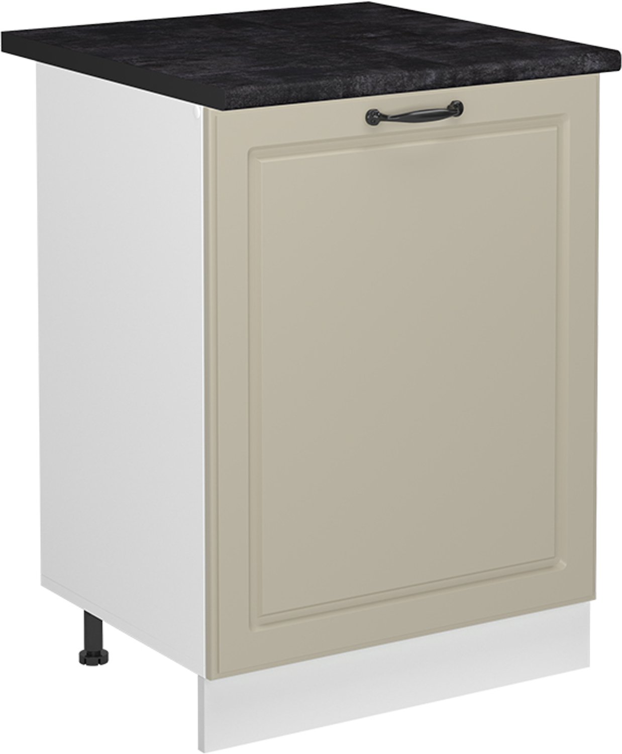 Vicco Keukenonderkast R-Line, Zand landelijk/Wit, 60 cm met 1 deur antraciet werkblad