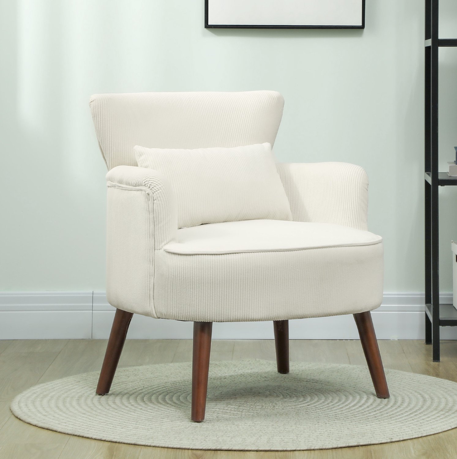 MODENUIT Fauteuil 69 x 69,5 x 78 cm - Met Armleuningen En Rugleuning - Woonkamer - Polyester - Crèmewit