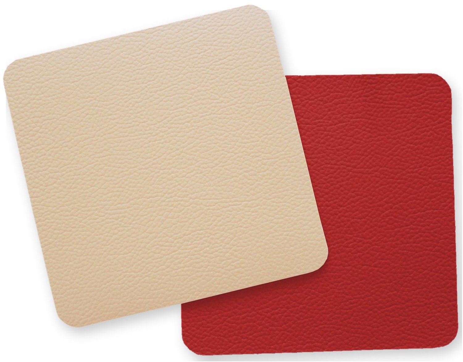 Lunar Onderzetters Set van 6 – Dubbelzijdig Leerlook – Bordeaux & Beige – 10x10 cm – Afwasbaar – Glazenonderzetter