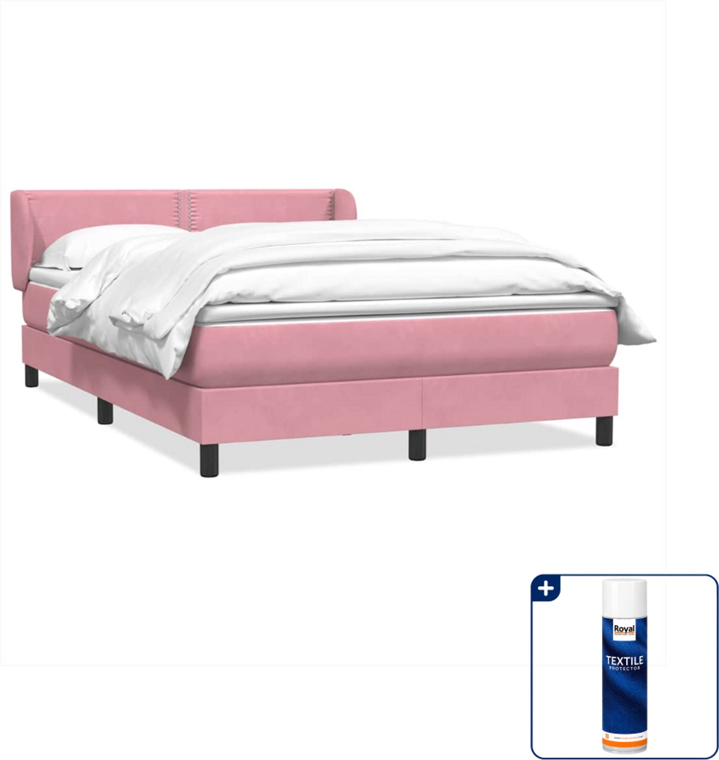 vidaXL boxspring Queensize - 160 x 210 cm - roze - Inclusief textielbeschermer 500 ml Bruin