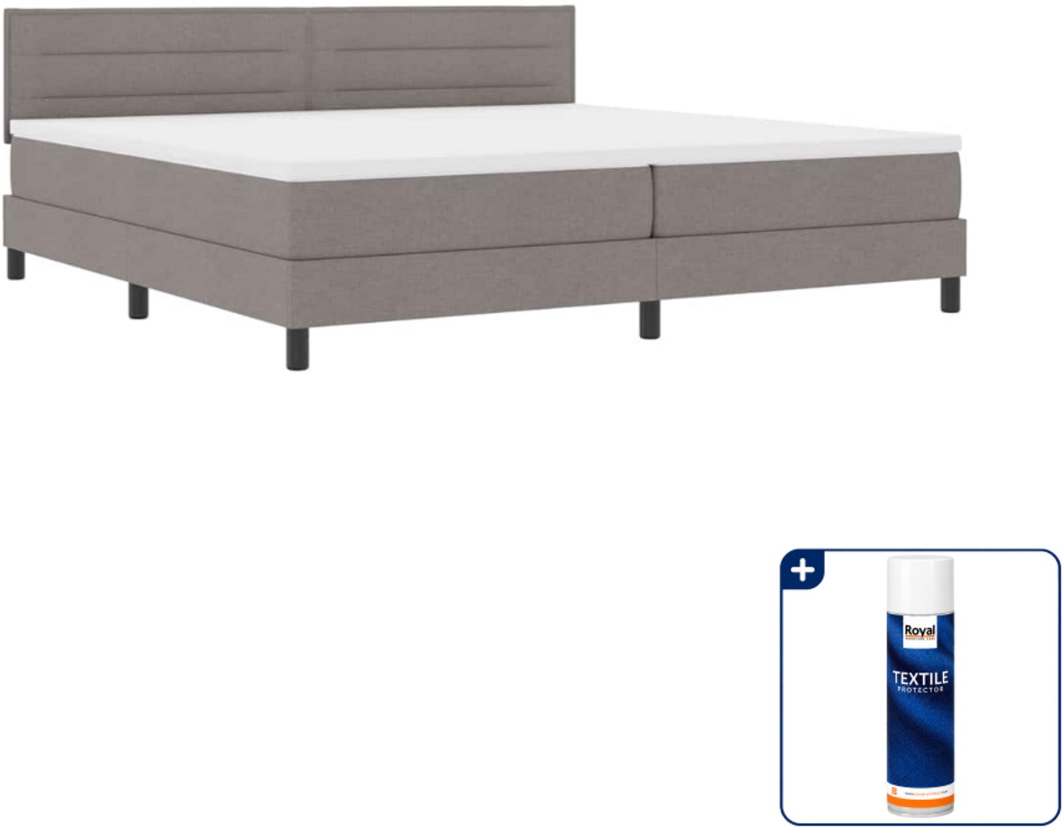 vidaXL boxspring - 200 x 200 cm - stof - taupe - Inclusief textielbeschermer 500 ml