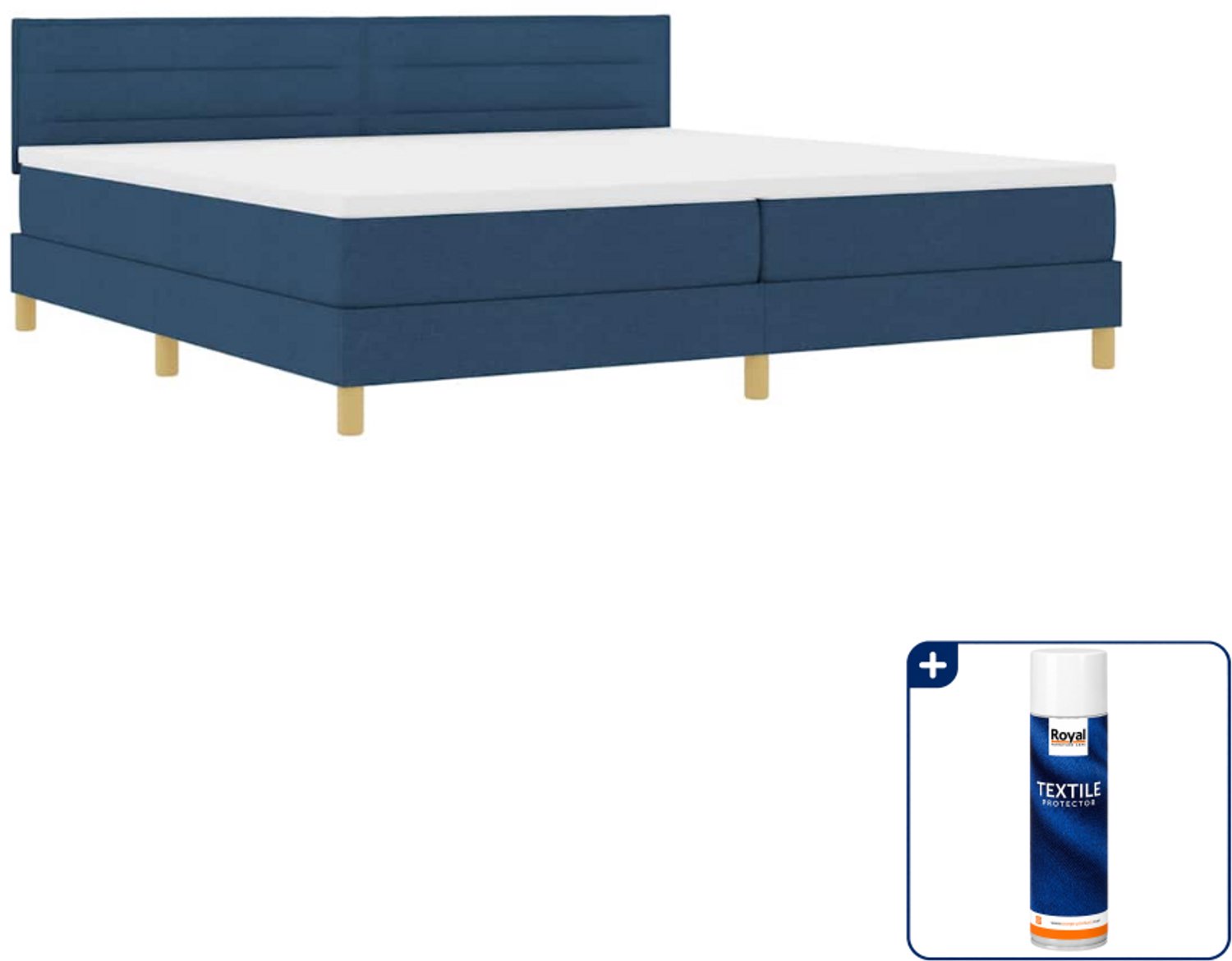 vidaXL LED boxspringbed - 200 x 200 cm - blauw - Inclusief textielbeschermer 500 ml