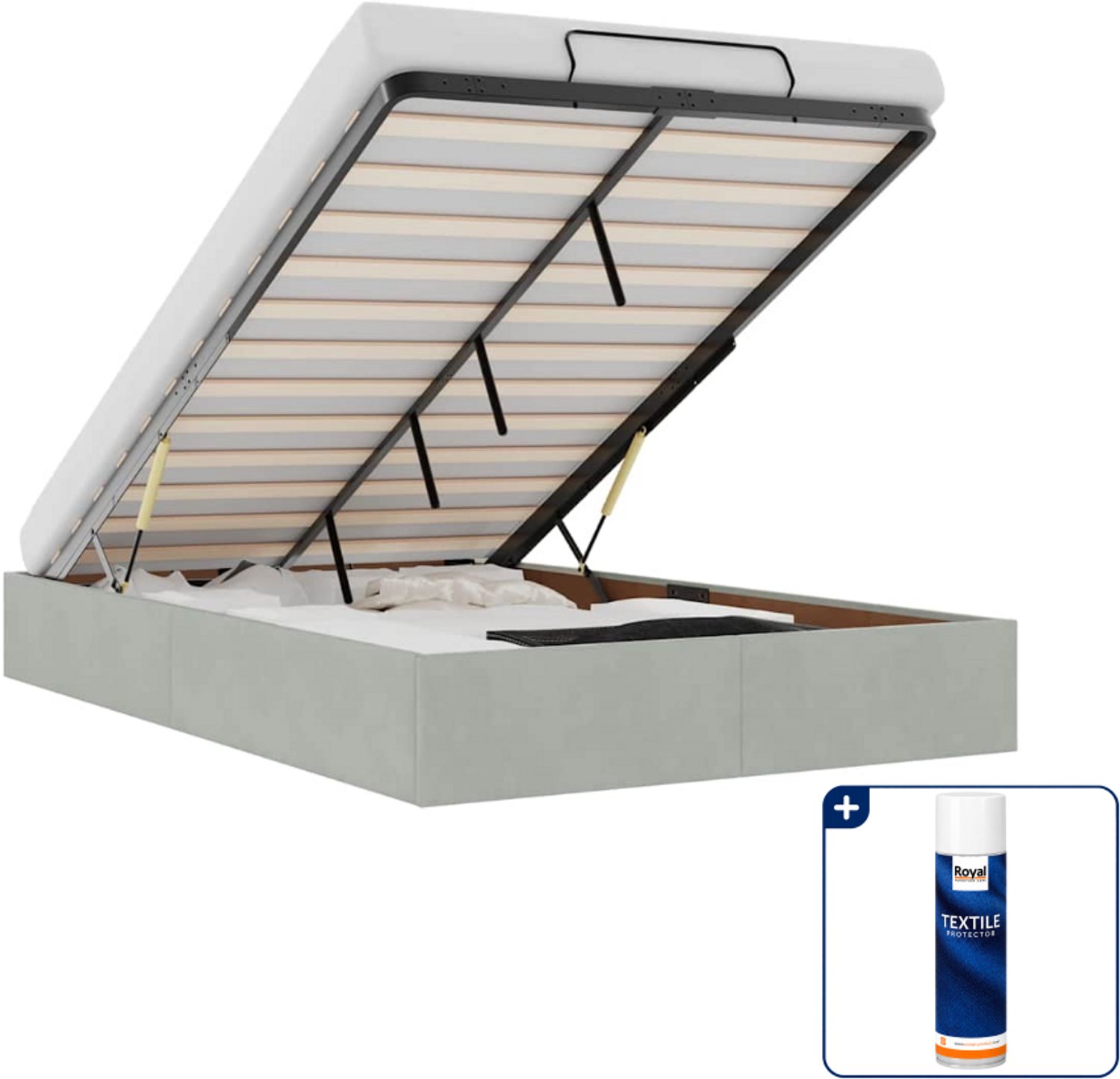 vidaXL bedframe - 120 x 190 cm - fluweel - lichtgrijs - Inclusief textielbeschermer 500 ml Blauw