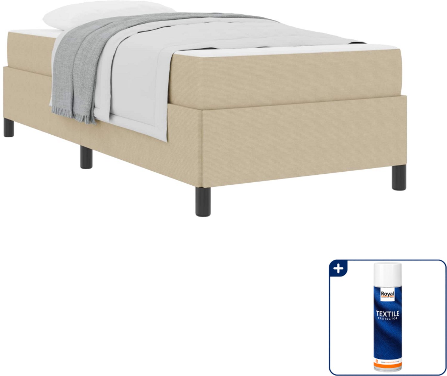 vidaXL bed met matras - 100 x 200 cm - stof - lichtgroen grijs - Inclusief textielbeschermer 500 ml Bruin
