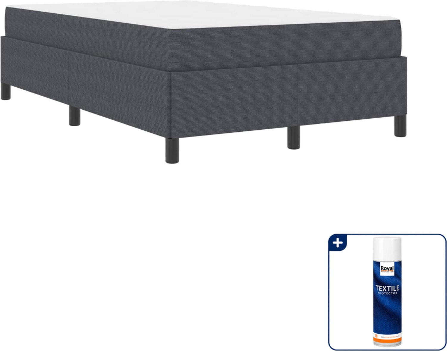 vidaXL bed met matras - 120 x 190 cm - stof - donkergrijs - Inclusief textielbeschermer 500 ml Zwart