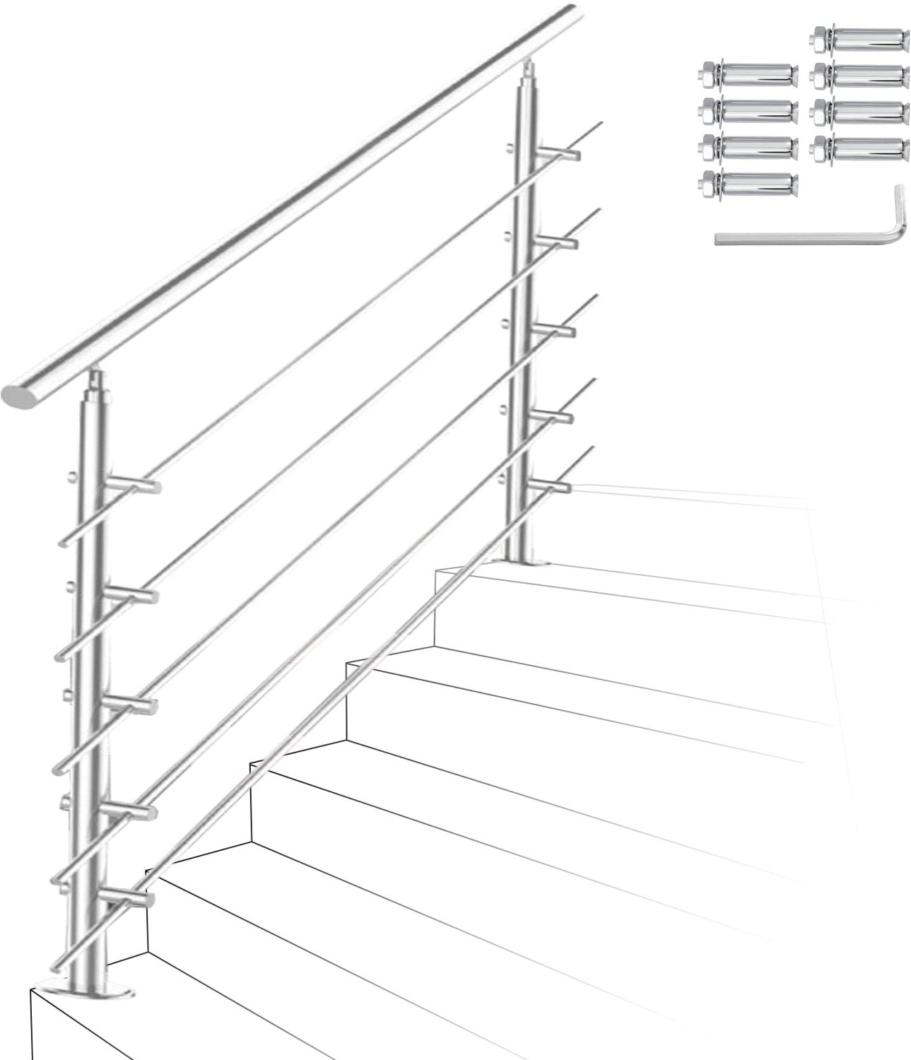 Roestvrij Stalen Trapleuning met Accessoires 160 cm
