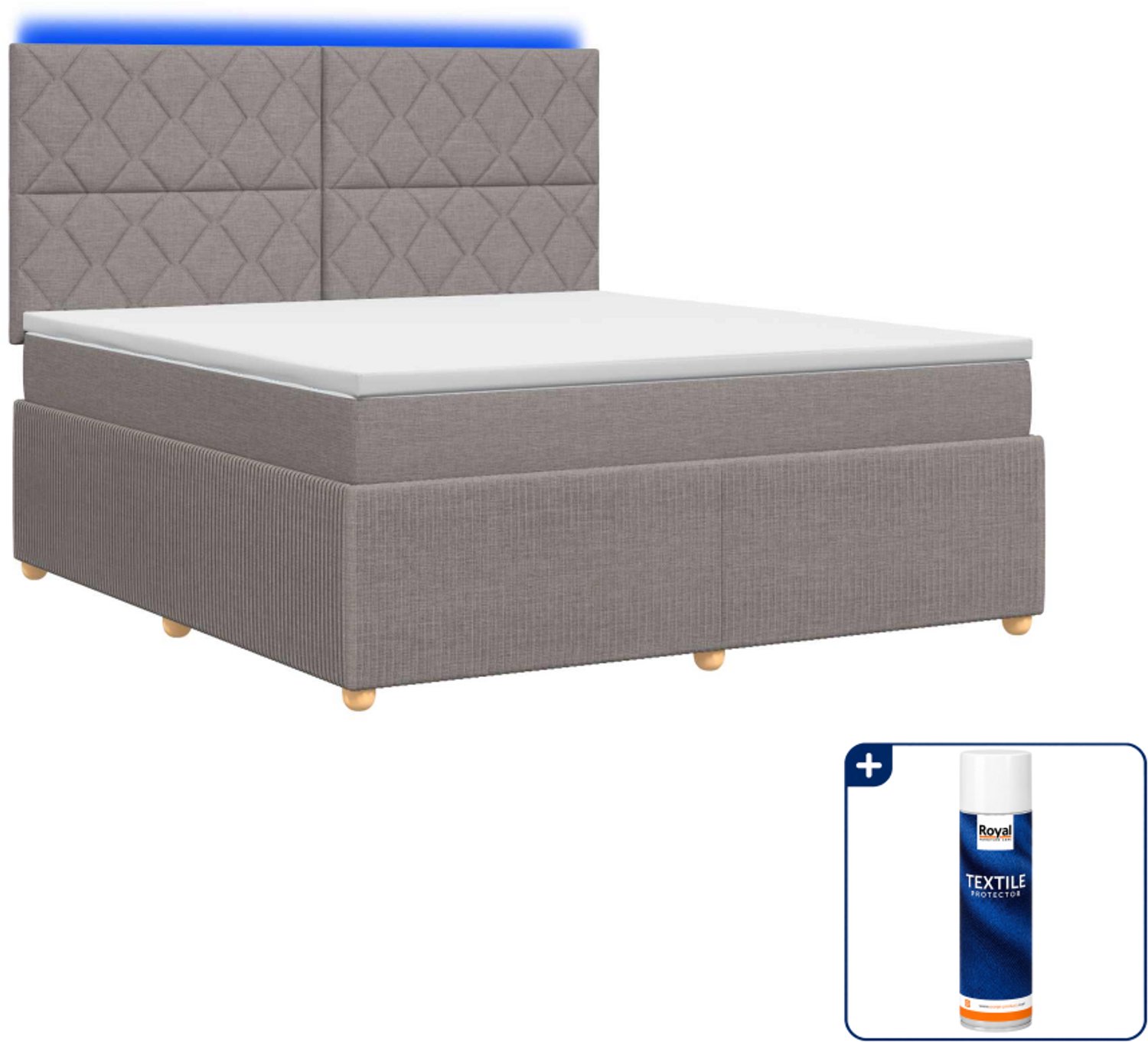 vidaXL led boxspring Queensize - 160 x 200 cm - taupe - Inclusief textielbeschermer 500 ml