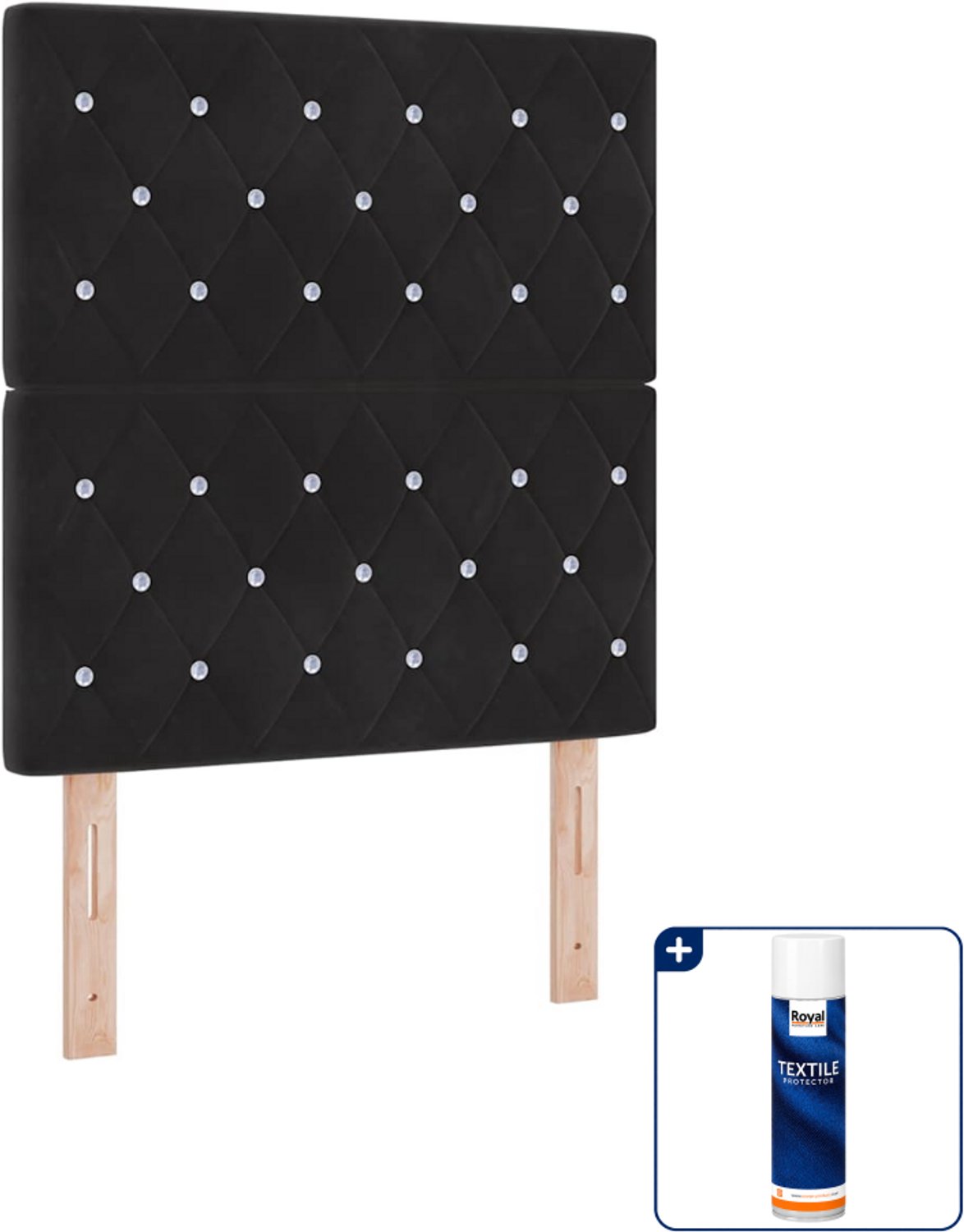 vidaXL boxspring met matras 80 x 200 cm - fluweel - zwart - Inclusief textielbeschermer 500 ml