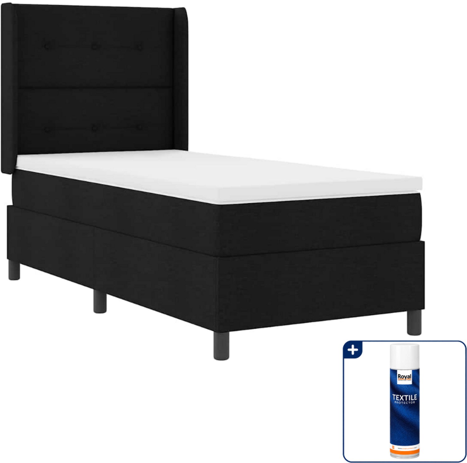 vidaXL LED boxspringbed - 100 x 200 cm - zwart - Inclusief textielbeschermer 500 ml
