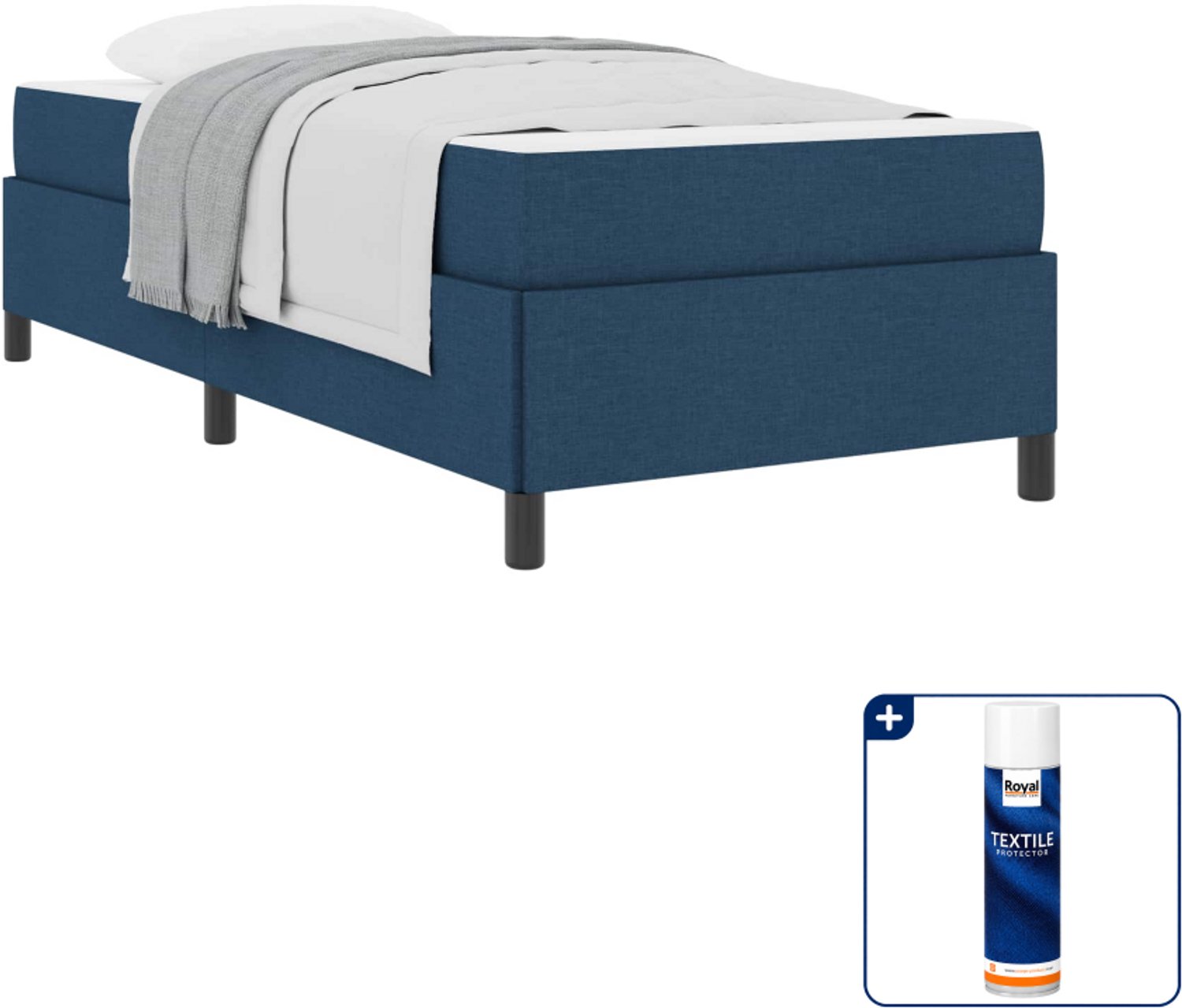 vidaXL boxspringbed - 90 x 190 cm - stof - blauw - Inclusief textielbeschermer 500 ml Bruin