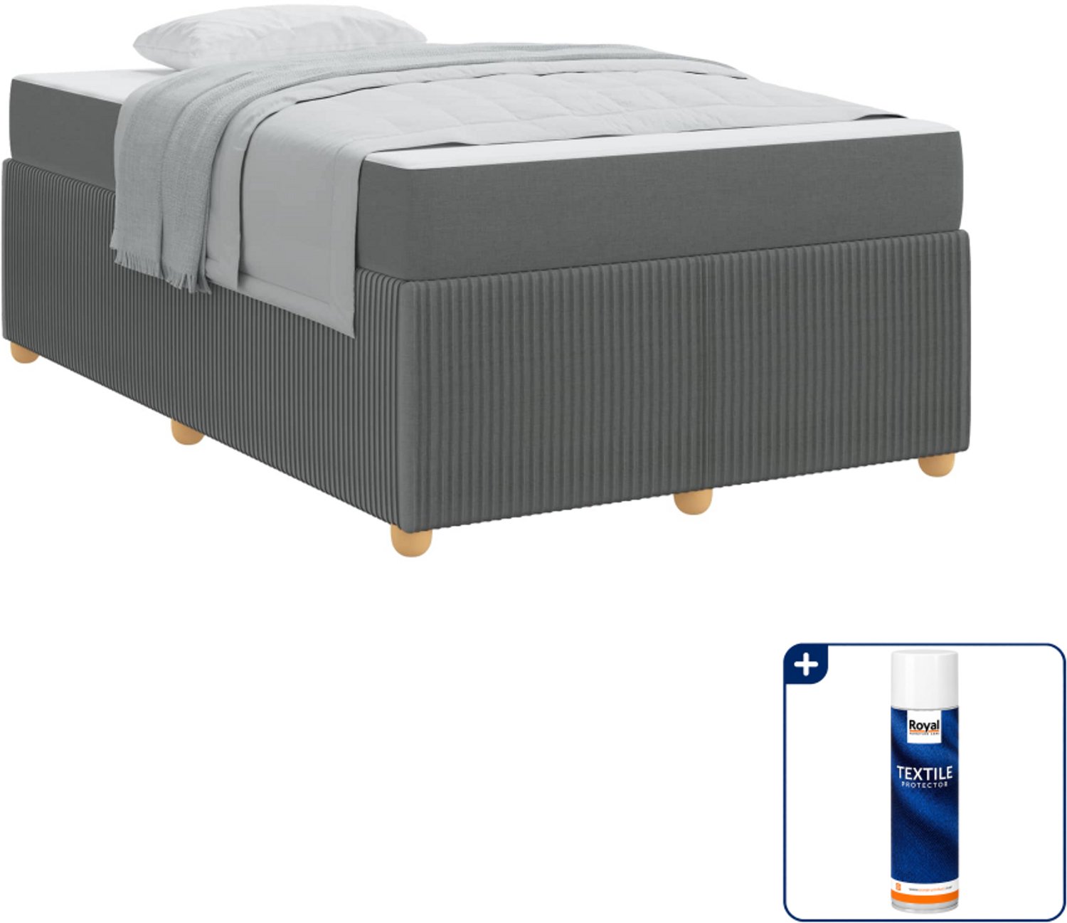 vidaXL Bedframe - 120 x 190 cm - donkergrijs - Inclusief textielbeschermer 500 ml Blauw