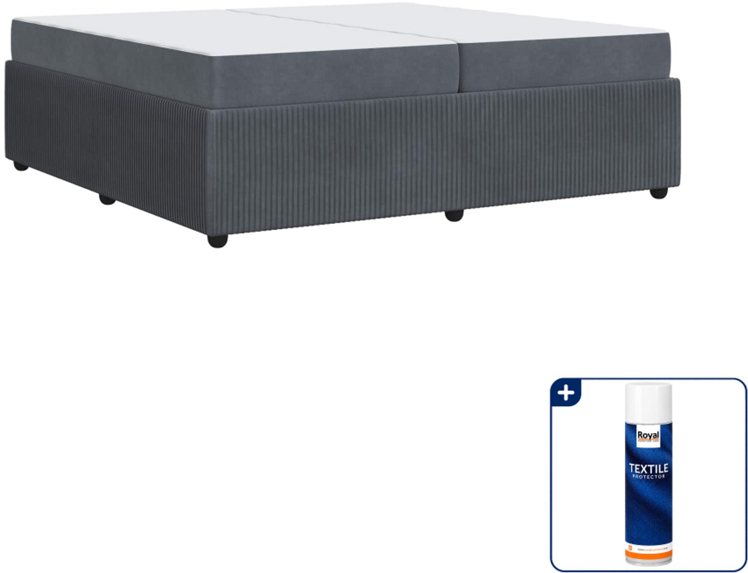 vidaXL bed met matras - 200 x 200 cm - stof - donkergrijs - Inclusief textielbeschermer 500 ml