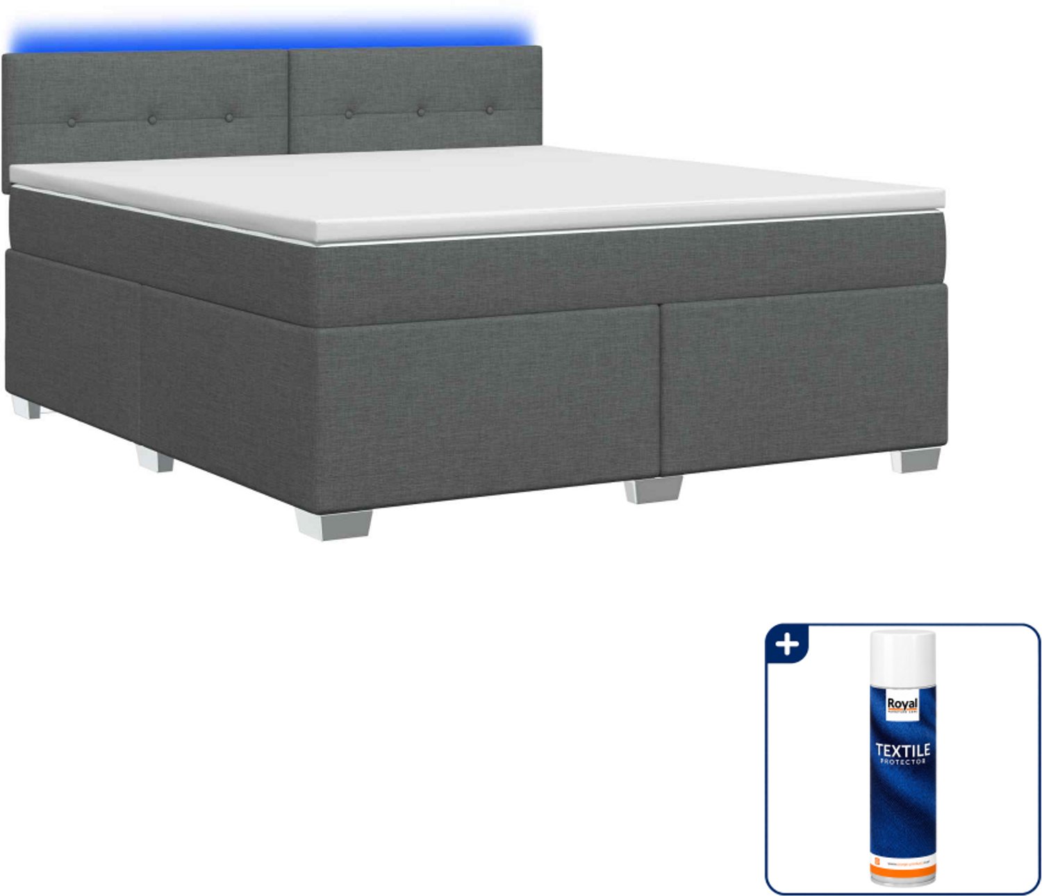 vidaXL boxspring - Small double - 140 x 200 cm - donkergrijs - Inclusief textielbeschermer 500 ml