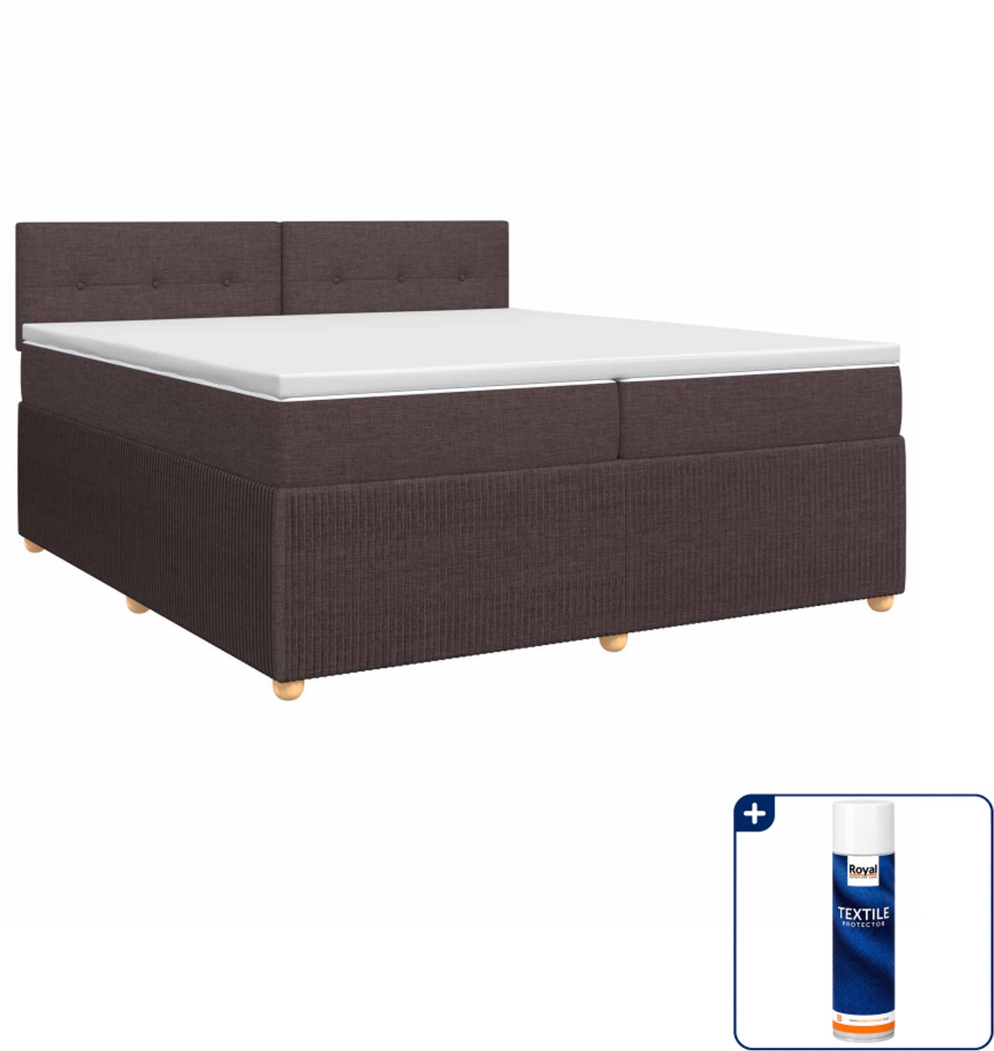 vidaXL boxspringbed - 200 x 200 cm - donkerbruin - Inclusief textielbeschermer 500 ml