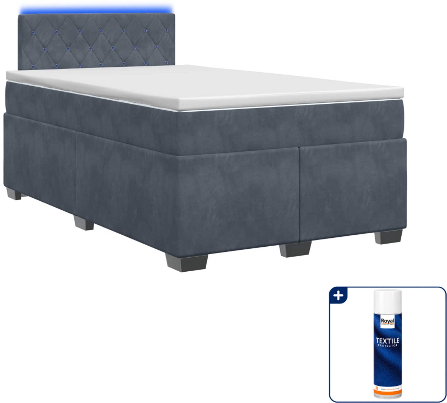 vidaXL boxspring met matras en led - 120 x 190 cm - donkergrijs - Inclusief textielbeschermer 500 ml