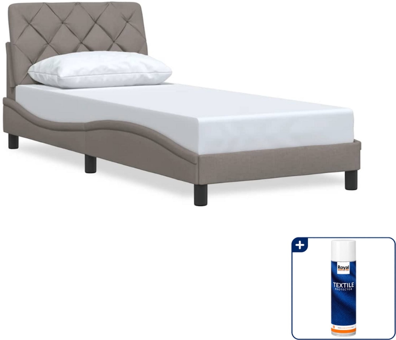 vidaXL bedframe - 90 x 190 cm - stof - taupe - Inclusief textielbeschermer 500 ml Roze