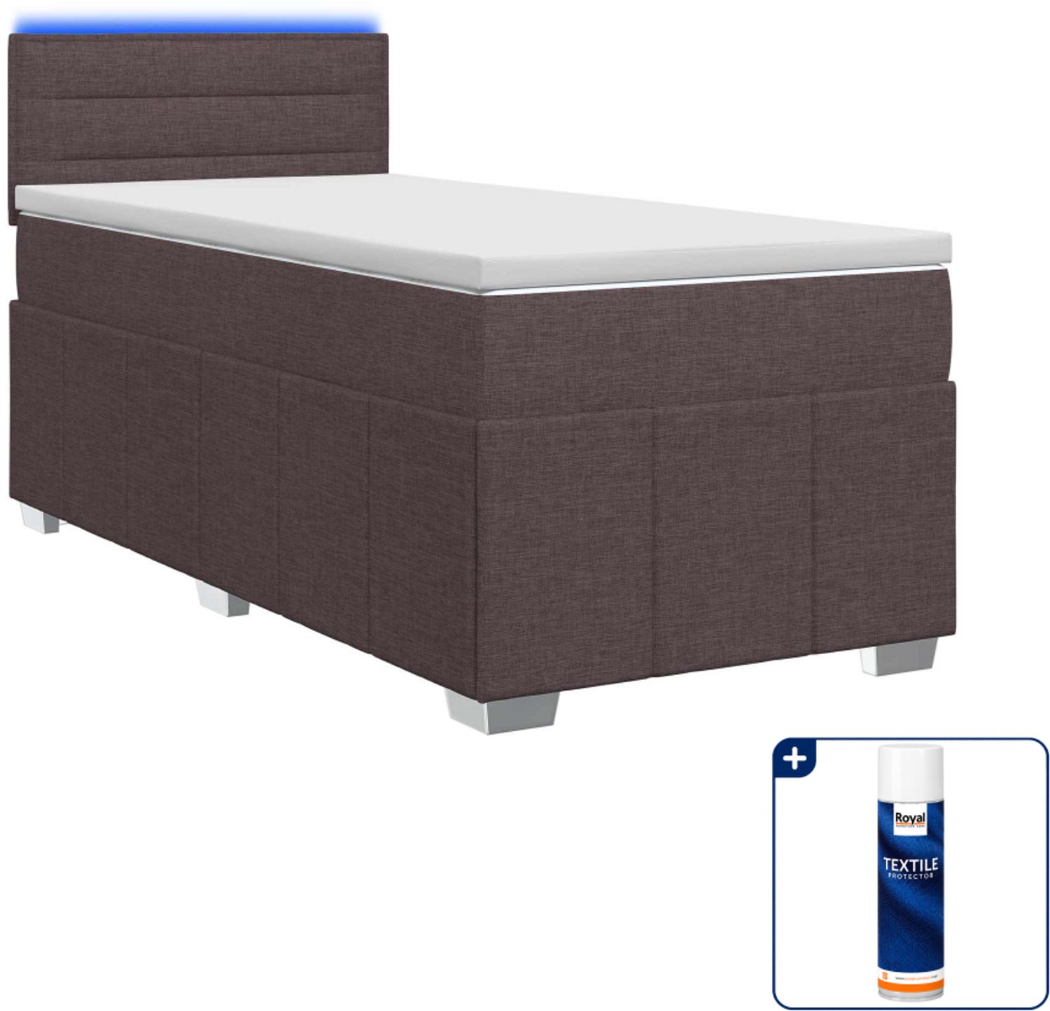 vidaXL boxspringbed met matras - 90 x 200 cm - donkerbruin - Inclusief textielbeschermer 500 ml
