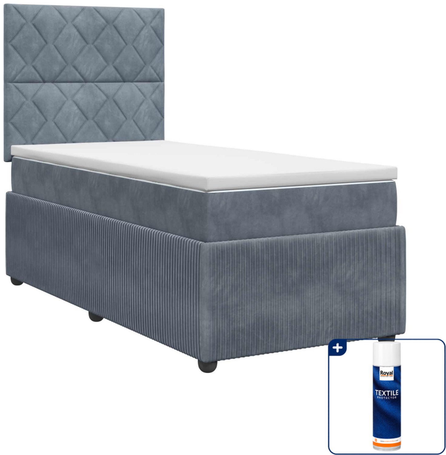 vidaXL Boxspringbed met matras - 90 x 200 cm - donkergrijs - Inclusief textielbeschermer 500 ml Donker Grijn