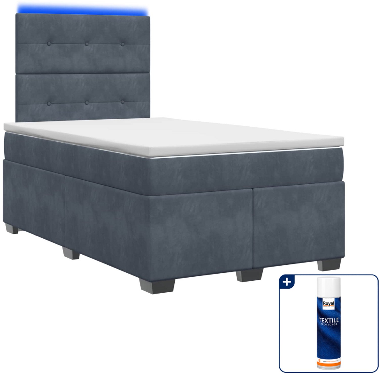 vidaXL Boxspringbed - 120 x 200 cm - donkergrijs - Inclusief textielbeschermer 500 ml Donker Grijn