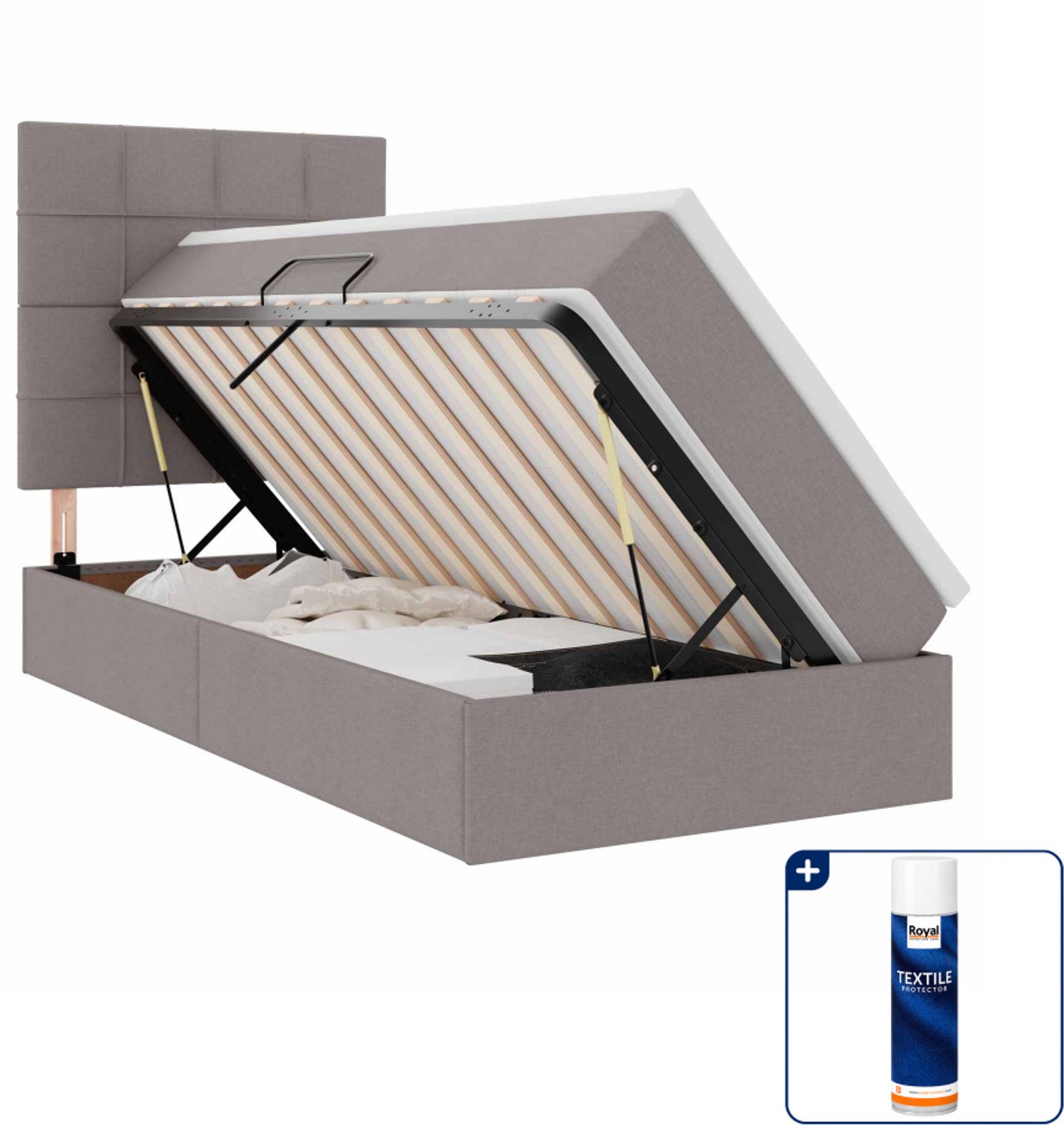 vidaXL led-opslagbed met matras - 90 x 200 cm - taupe - Inclusief textielbeschermer 500 ml Rood
