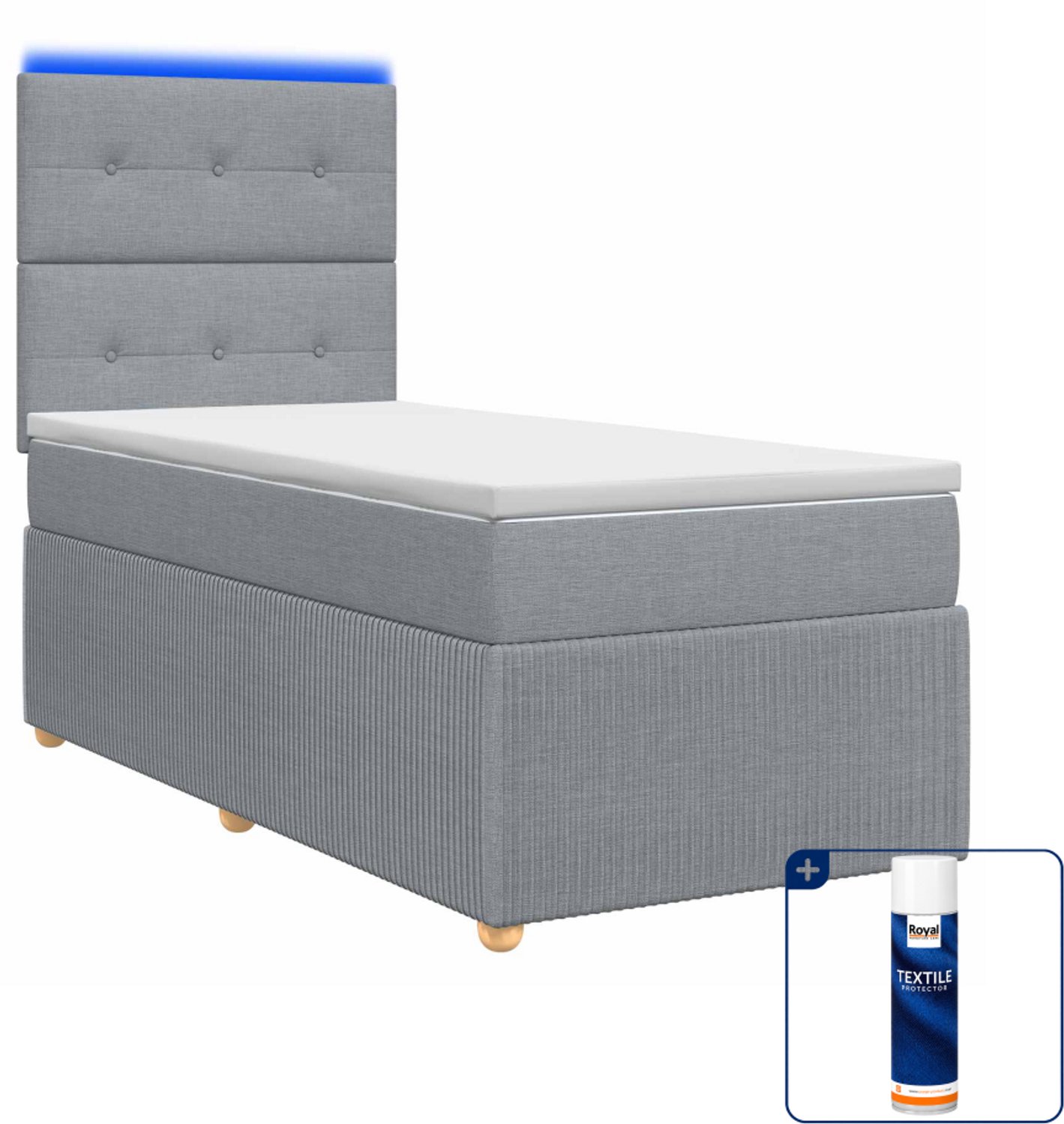 vidaXL led boxspring met matras - 100 x 200 cm - lichtgrijs - Inclusief textielbeschermer 500 ml