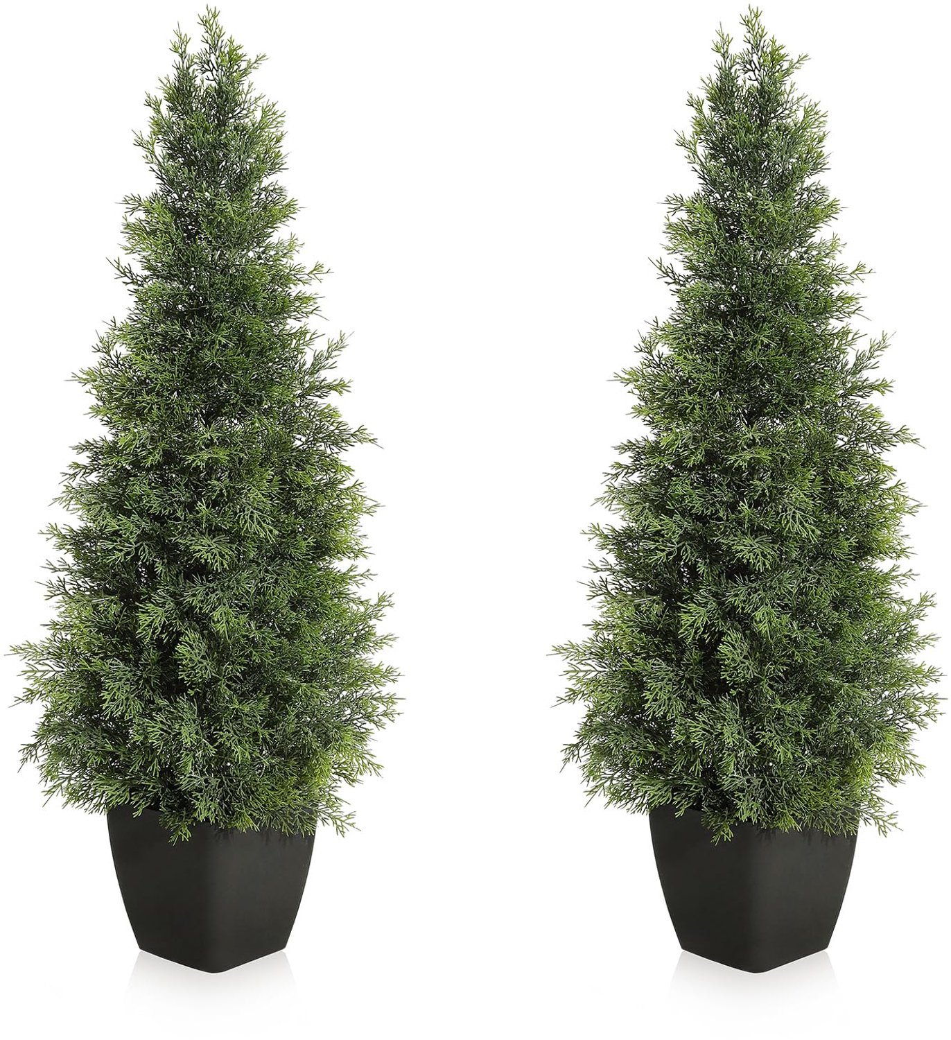 Triumpunpre 90cm UV-bestendige kunstceder topiary set – Kunstcipres planten voor huis- en buitendecoratie – Onderhoudsvrije groenblijvende struiken – In pot voor portiek, kerst en jaarrond gebruik – Meerdere maten