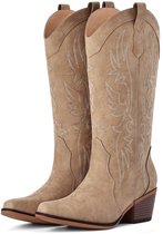 Homaxy - Cowboylaarzen Dames - Western laarzen dames - Middenhoge Laarzen met Borduurwerk - Geschikt voor brede voeten - kameelkleur- 38.5 - Geschikt voor voetlengte van24.77 cm