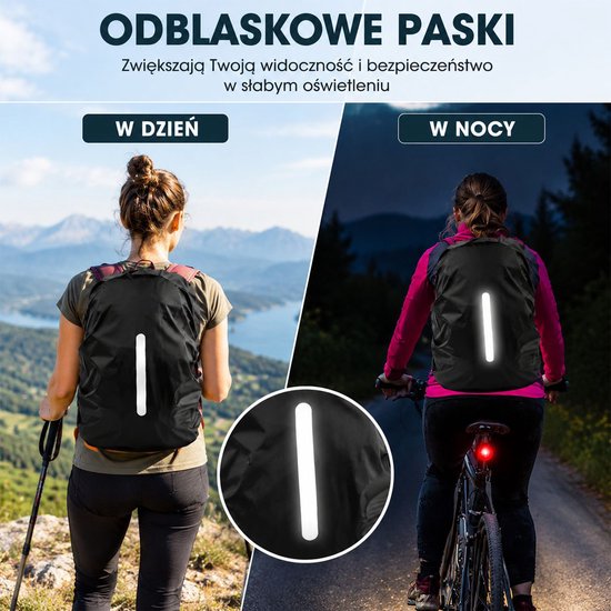 2 stuks - Reflecterende Rugzakhoes - Waterdichte Polyester Rugzak Regenhoes - Rugzakbeschermhoes voor Wandelen-Fietsen-Klimmen