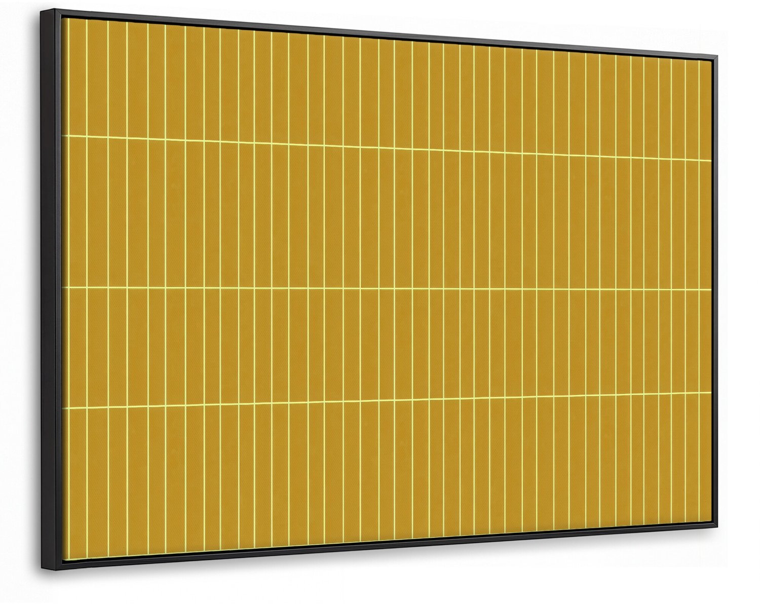 Canvas Schilderij met Baklijst XXL Canvas Schilderij met Baklijst 150x100cm - Tegels - Verticaal - Mosterdgeel - Muurdecoratie woonkamer - Slaapkamer decoratie - Kamer accessoires - Schilderijen op canvas met lijst groot