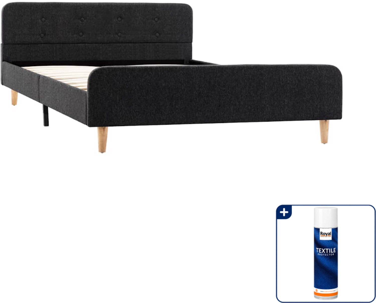 vidaXL bedframe - 120 x 200 cm - donkergrijs - Inclusief textielbeschermer 500 ml Bruin