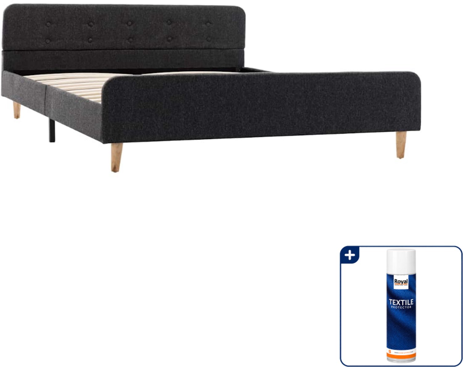 vidaXL bedframe - Small double - 140 x 200 cm - donkergrijs - Inclusief textielbeschermer 500 ml Wit
