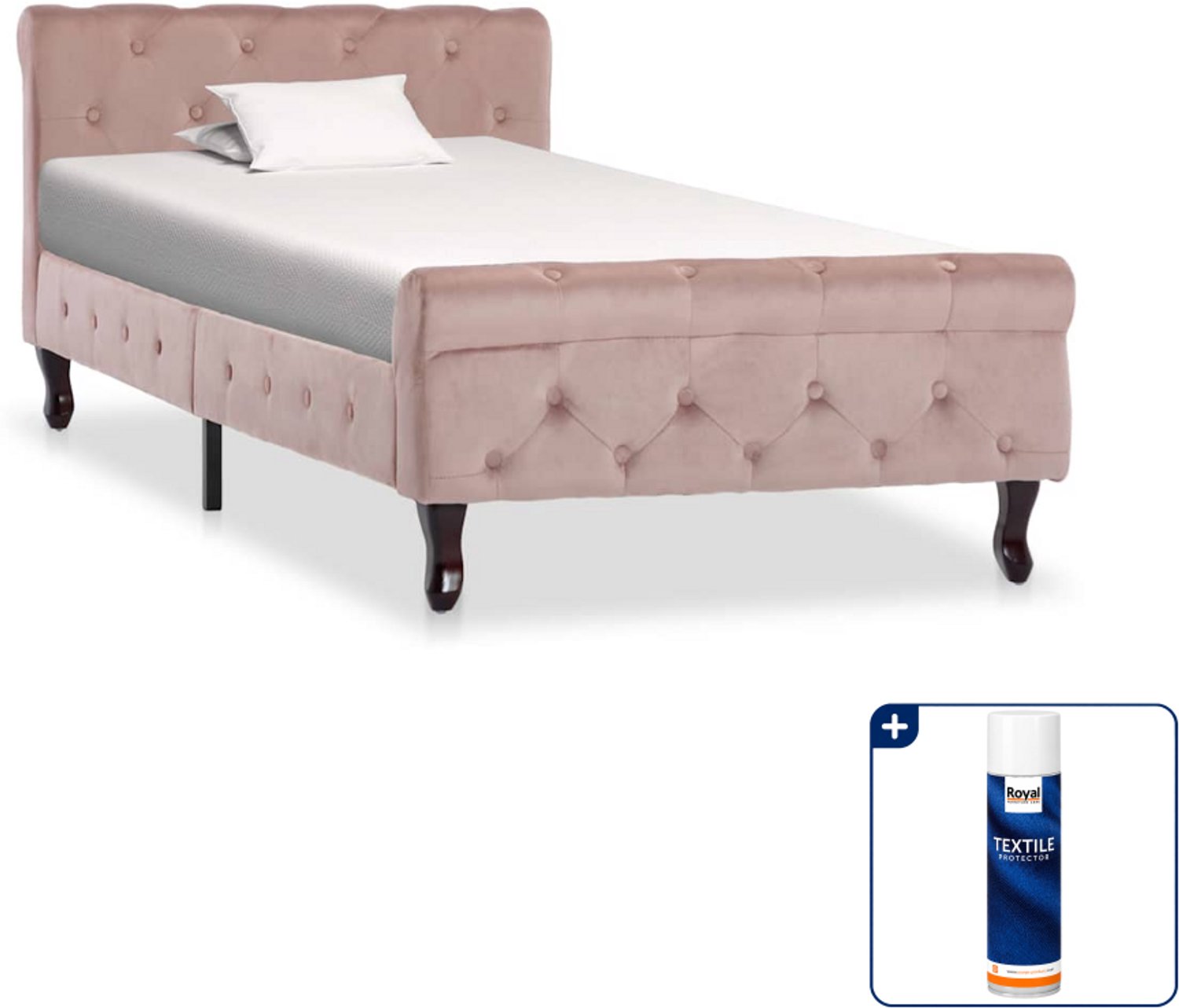 vidaXL Bedframe - 90 x 200 cm - fluweel - roze - Inclusief textielbeschermer 500 ml