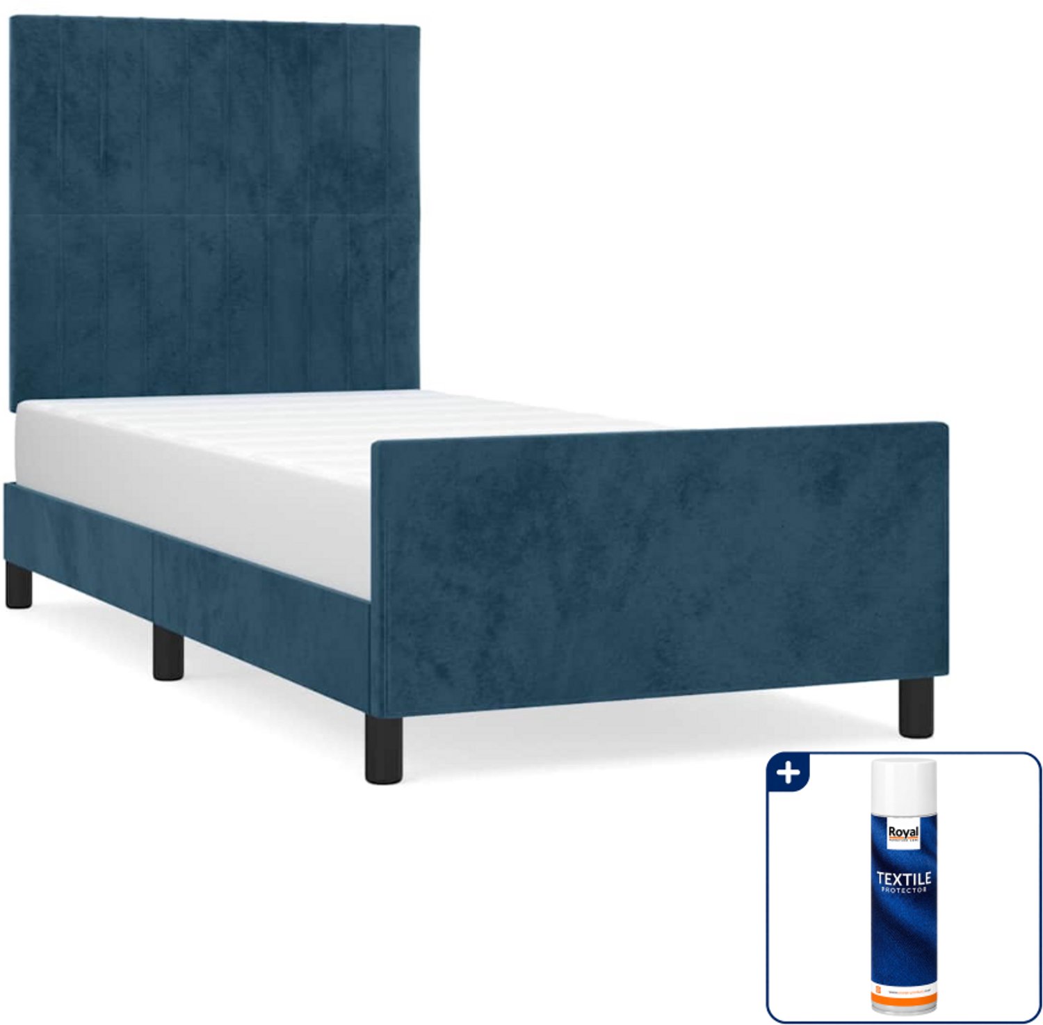 vidaXL bedframe - 80 x 200 cm - fluweel - donkerblauw - Inclusief textielbeschermer 500 ml